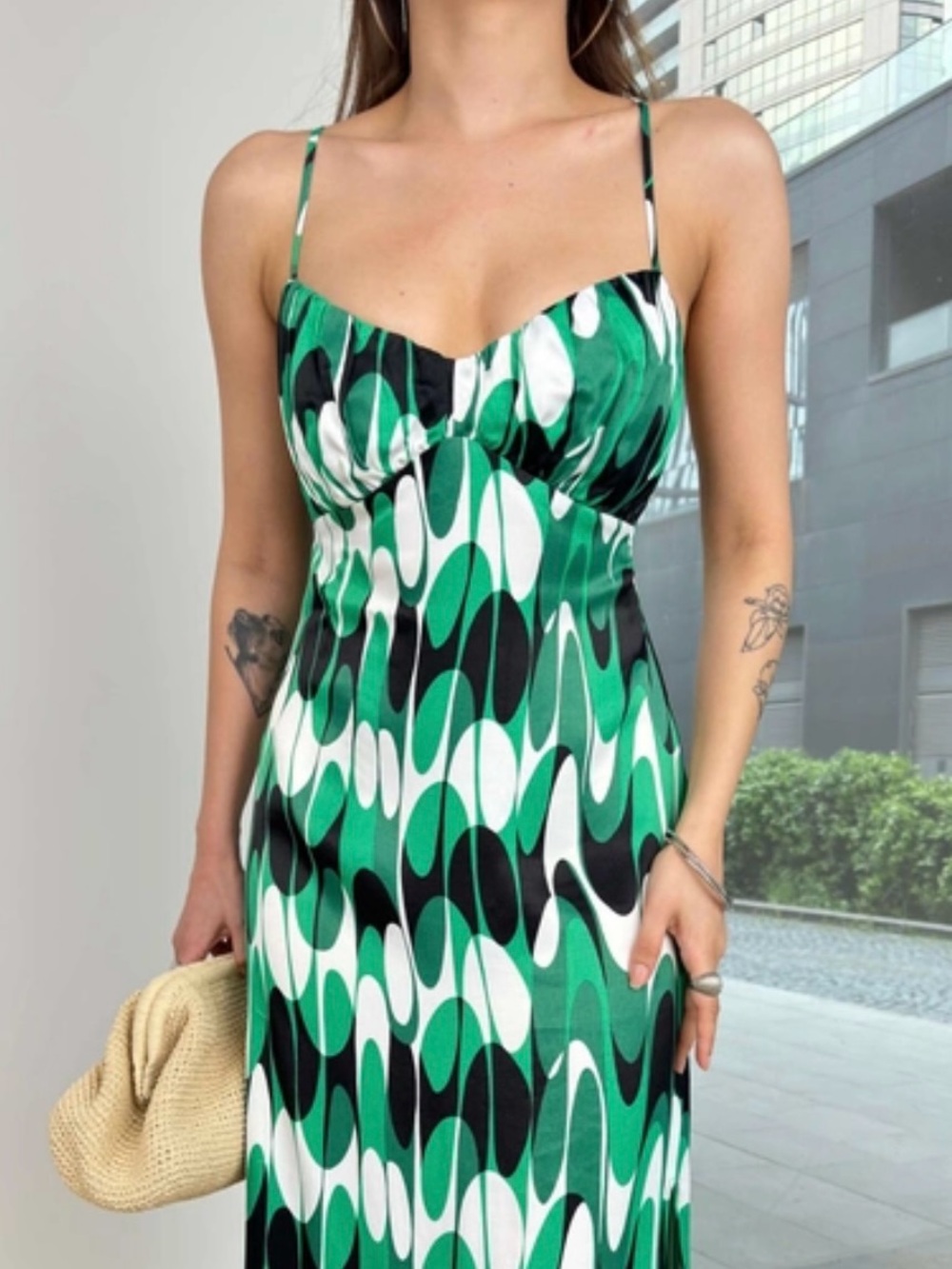 Zara Lingerie Style Print Dress